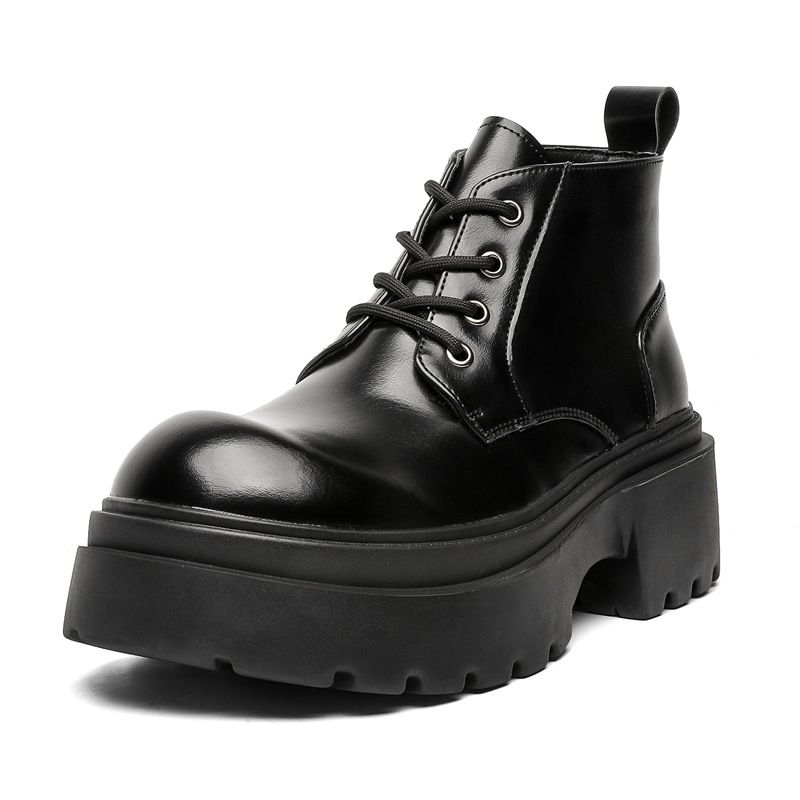 Lace-up High-top Thick-soled Heightening Men's Boots Fleece Short Boots Tooling Boots Martin Boots_voghion.com