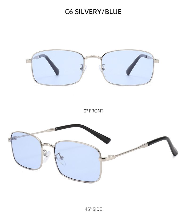 New Retro Metal Ultra Light Square Frame Anti Ultraviolet Sunglasses Small Face Personality Driving Sunglasses_voghion.com