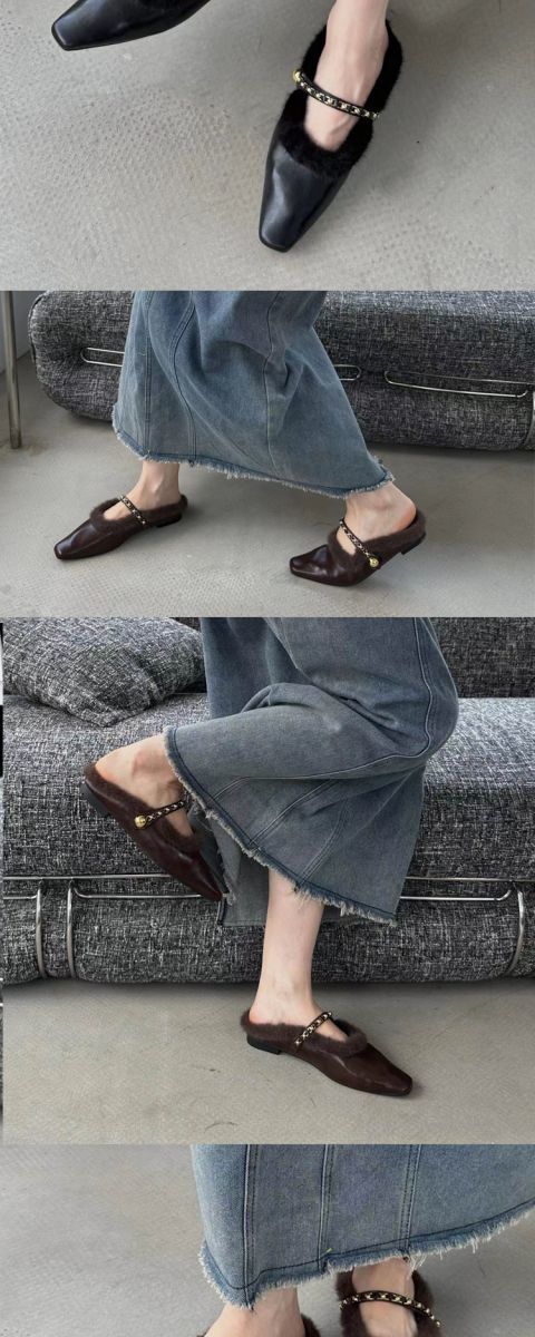 2025 Flat Toed Half Slippers With A Single Buckle Bag And Pointed Insulation For Women's Lazy Shoes, Casual Faced Soft_voghion.com