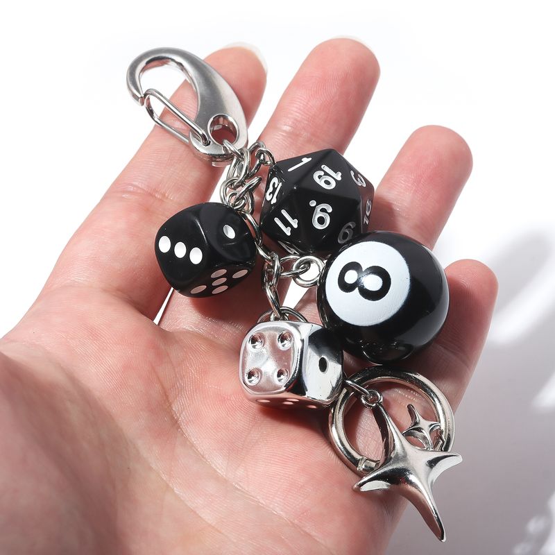 Punk Hiphop Black Dice No. 8 Billiards Keychain Y2K Pink Lucky Dice Starburst Pendant Bag Charms Hangings Ornament Accessories_voghion.com