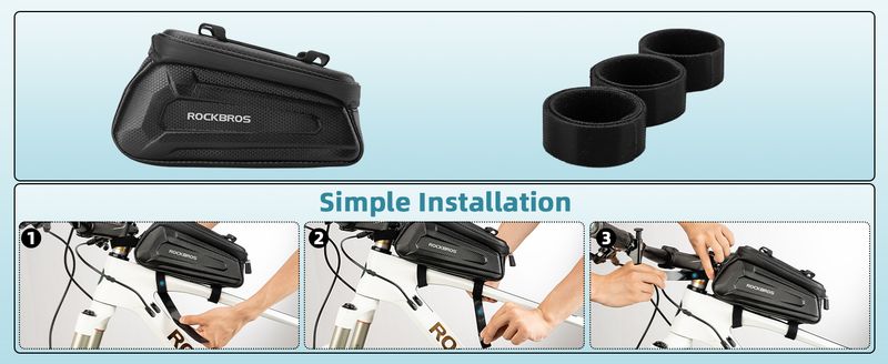Sacoche de vélo ROCKBROS, sacoche de cadre rigide avec support de téléphone pour téléphones jusqu'à 6,5 pouces, capacité de 1,5 L_voghion.com