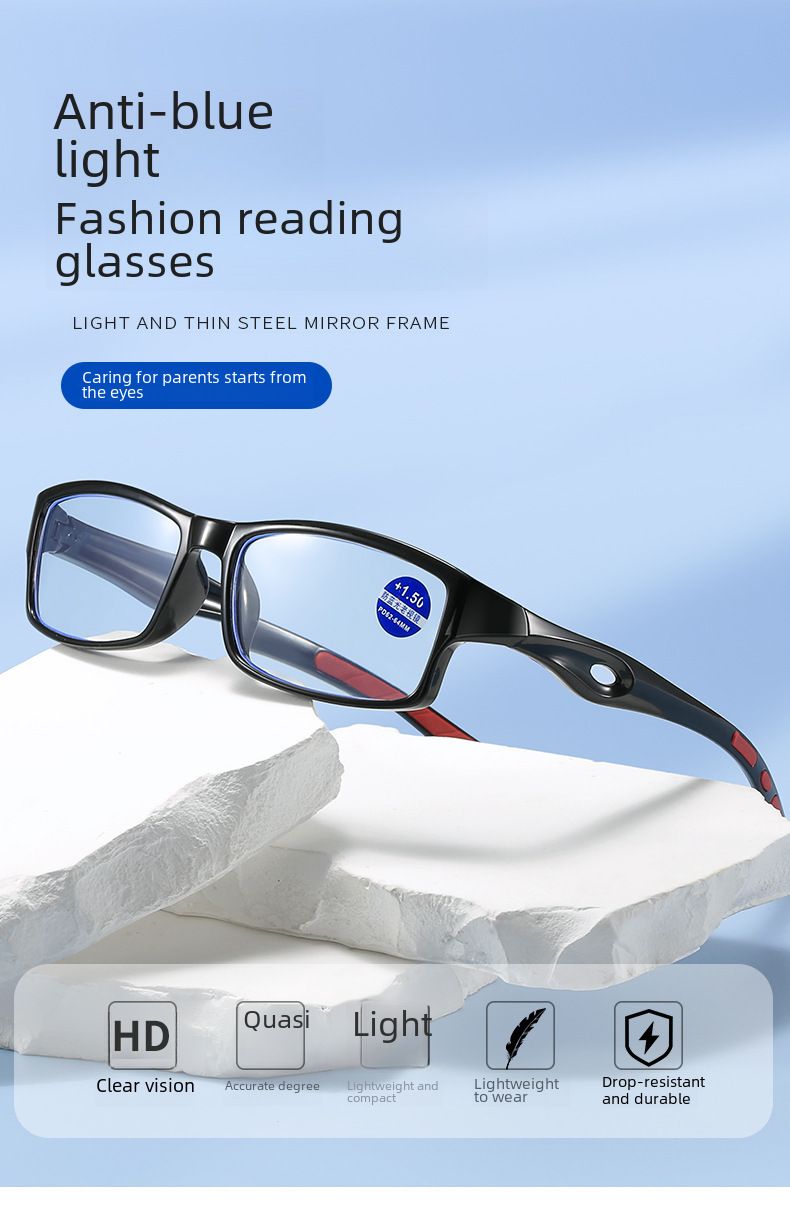 Occhiali da lettura unisex anti-blu Occhiali da lettura da uomo e da donna, sportivi, alla moda, con montatura quadrata, retrò_voghion.com