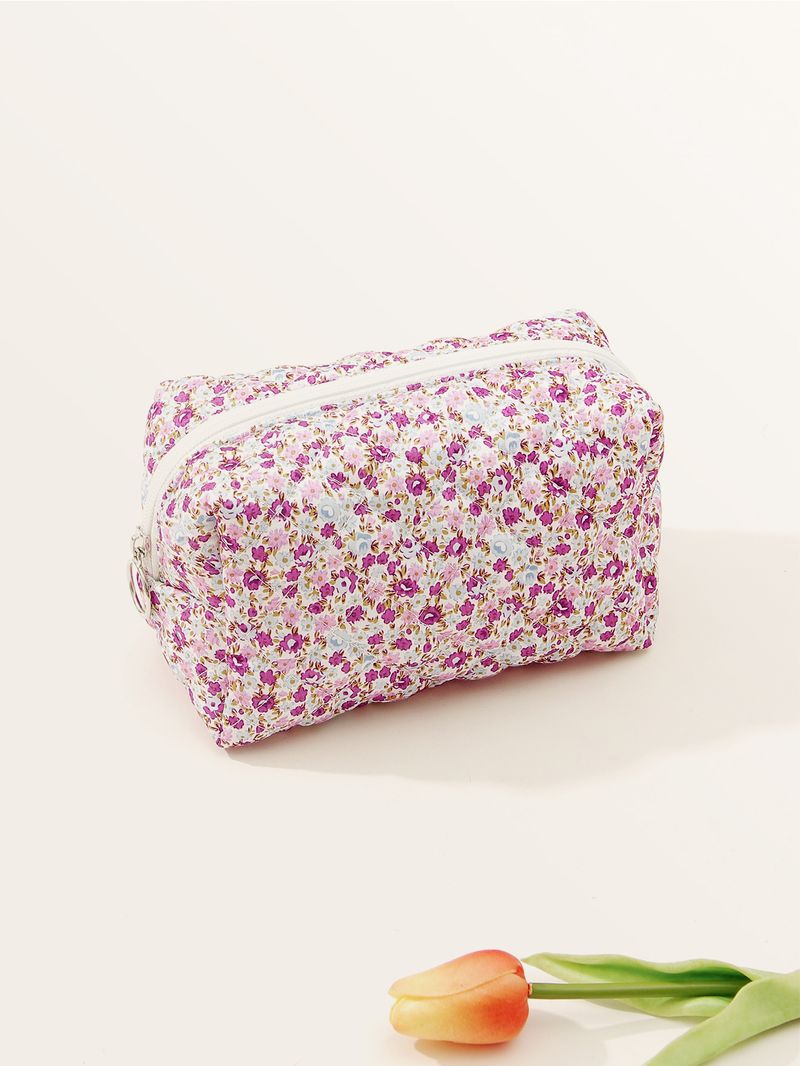 Baumwolle Reise Blume Kosmetik Tasche Kleine Floral Lagerung Tragbare Stepp Baumwolle Ins Gepäck_voghion.com