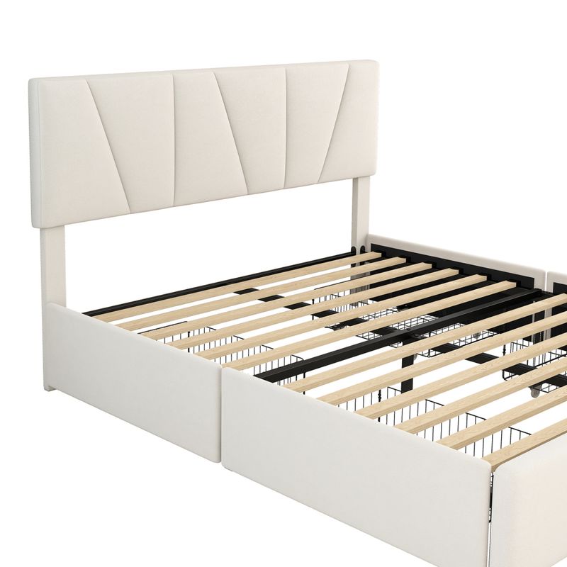 Plateforme de Polster Double taille, avec deux lames de protection sur deux côtés, tête de lit polyvalente, Beige (140x200cm)_voghion.com