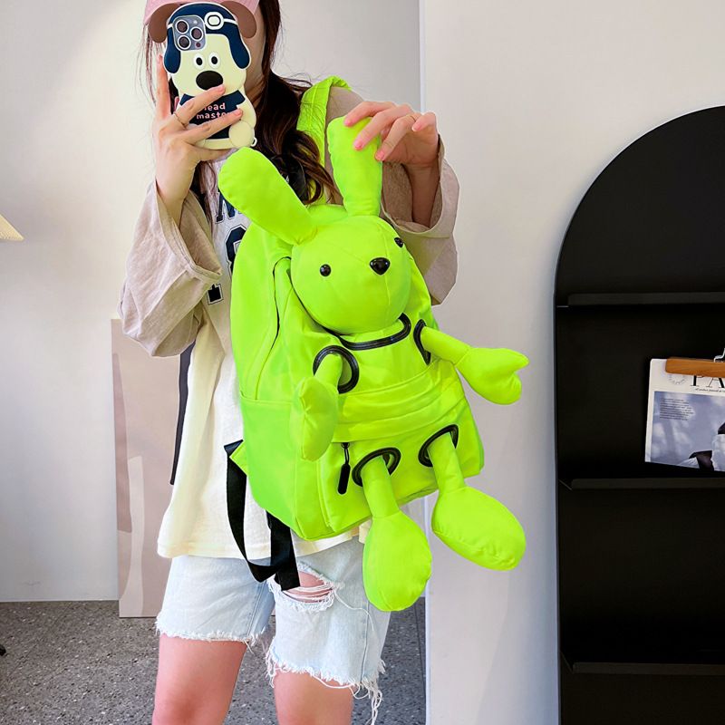Sac à dos d'été en nylon avec motif lapin mignon, style décontracté et tendance_voghion.com
