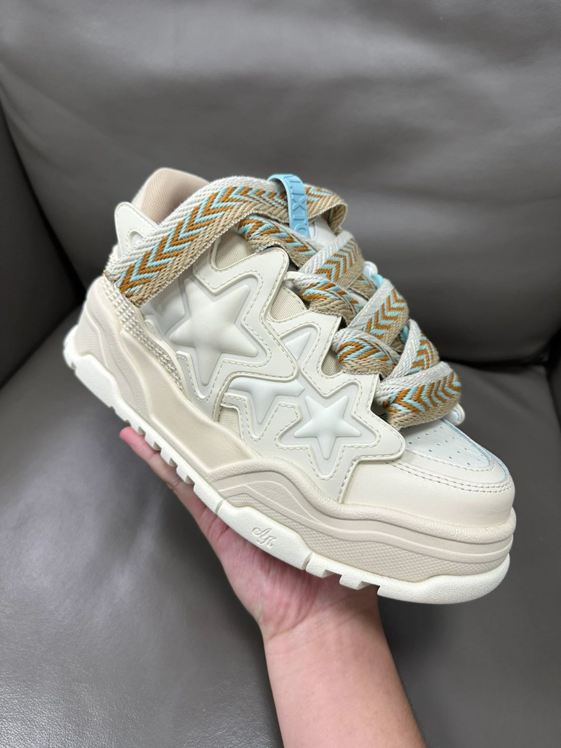 Mléčně bílé boty s hvězdami, rýžově bílé boty s chlebem, výklenek pro muže i ženy se stejnou silnou podrážkou_voghion.com