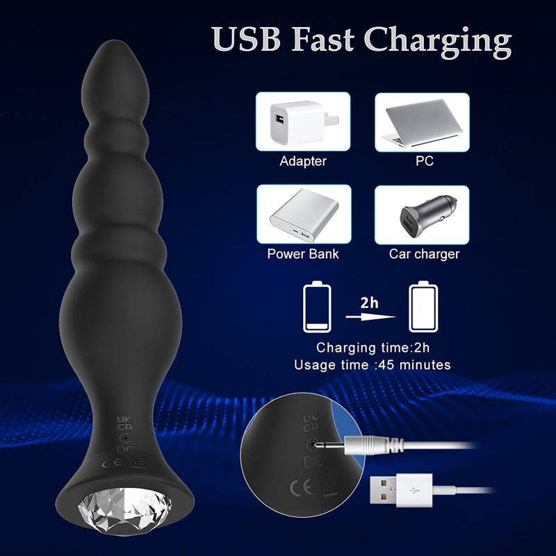 Perline anali vibranti, giocattoli sessuali per adulti per uomini, donne e coppie, plug anale ricaricabile con 10 modalità di vibrazione, telecomando vibrante_voghion.com