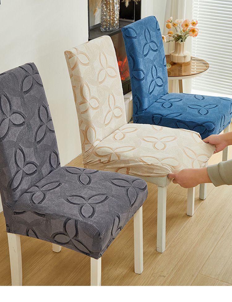 Stretch-Stuhlbezüge mit vollständiger Abdeckung – verdickter geometrischer Jacquard-Stoff mit rutschfester Unterseite, universelle Passform für Esszimmer- und Bürostühle_voghion.com