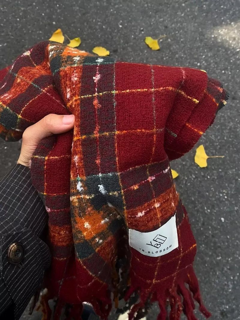 Nuova sciarpa invernale calda e spessa per studenti, tinta unita, colore blu foschia, per donne_voghion.com