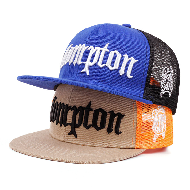 Cappelli hip-hop Compton ricamati da strada a tesa piatta da uomo e da donna, berretti da baseball_voghion.com