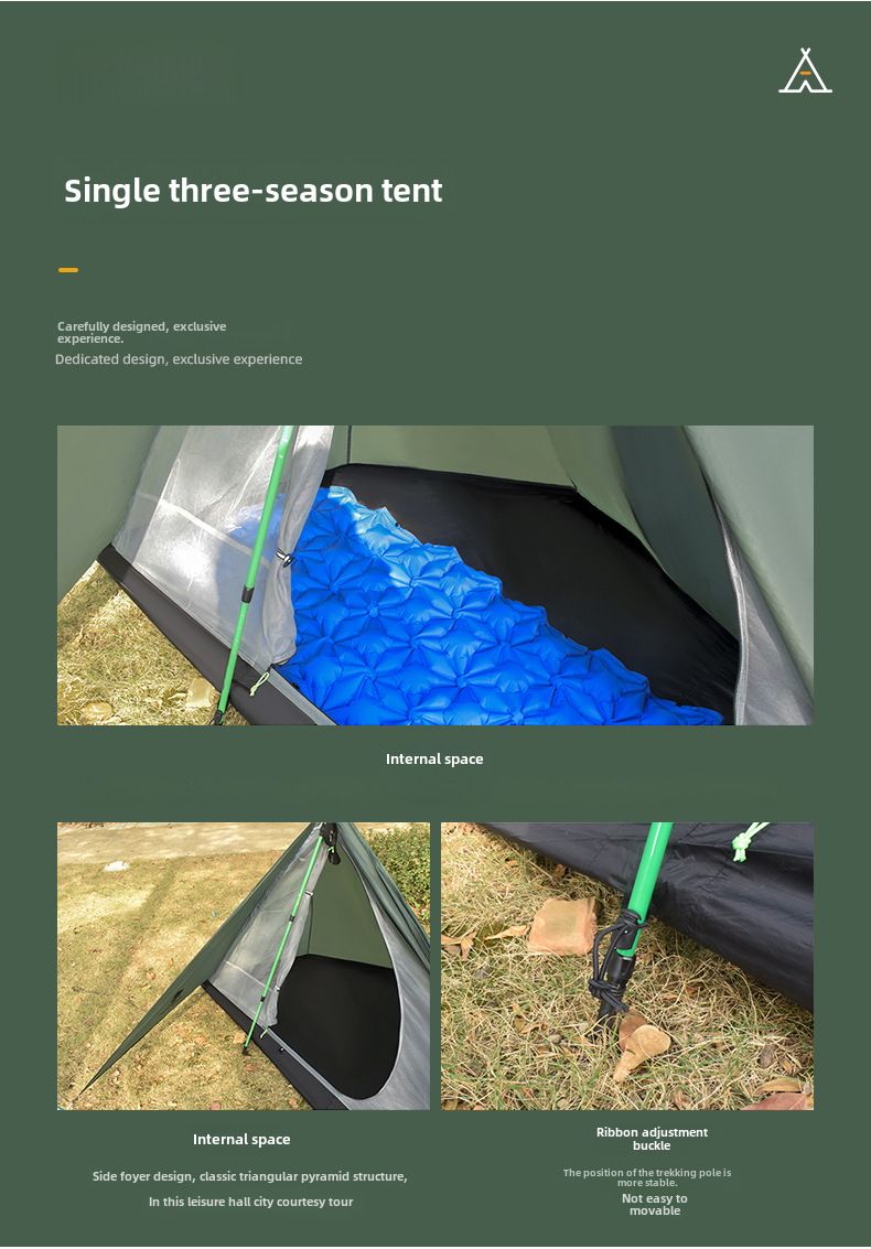 Tenda singola ultraleggera in nylon siliconico rivestito per esterni, antistrappo, triangolare, tenda da campeggio, alpinismo, piramide impermeabile_voghion.com