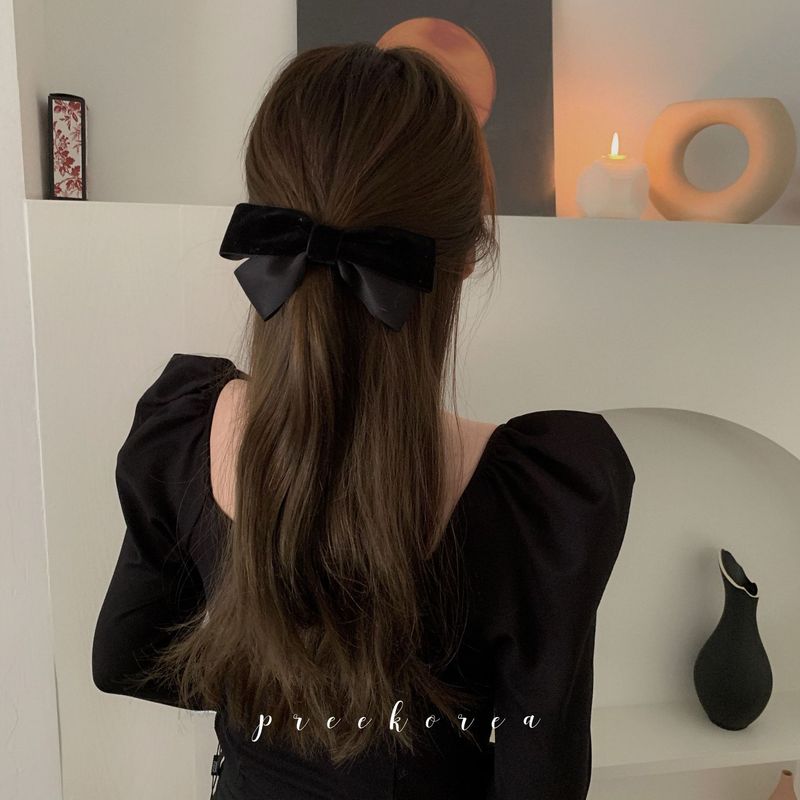 Koreanischer Retro-vielseitiger Samtbogen-Federclip Kopfbedeckung Haarclip Internet-Berühmtheit 2021 Neuer Stil_voghion.com