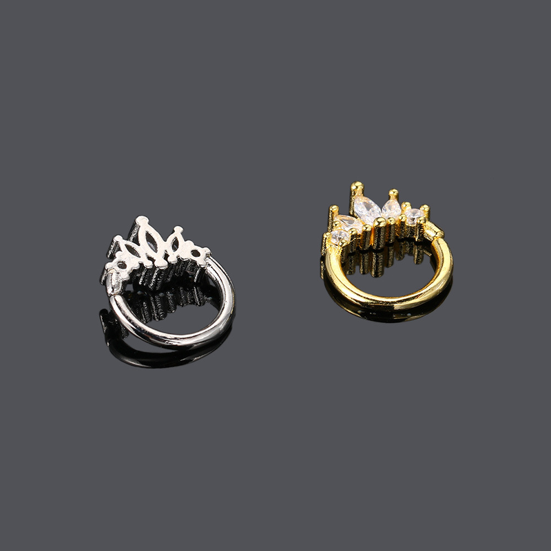 Anello al naso in zircone personalizzato in stile europeo e americano Anello da donna semplice e alla moda con piercing all'osso dell'orecchio, gioielli transfrontalieri per l'orecchio caldo_voghion.com