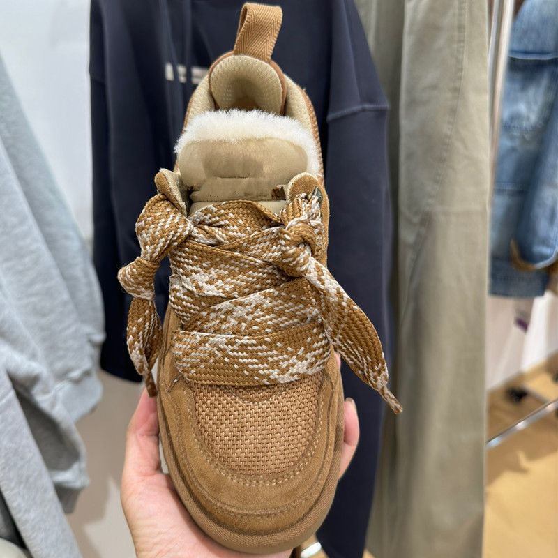 Yeni Mel Çift Erkek ve Kar Botları Kadın Kalın Taban Deri Kürk Entegre Sıcak Rahat_voghion.com