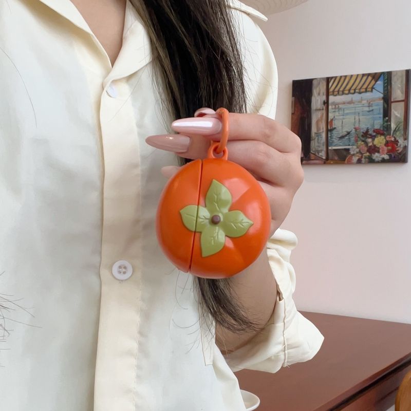 Creative Fun Three-dimensional Persimmon AirPods Silicone Earphone Cover For AirPodspro Case_voghion.com