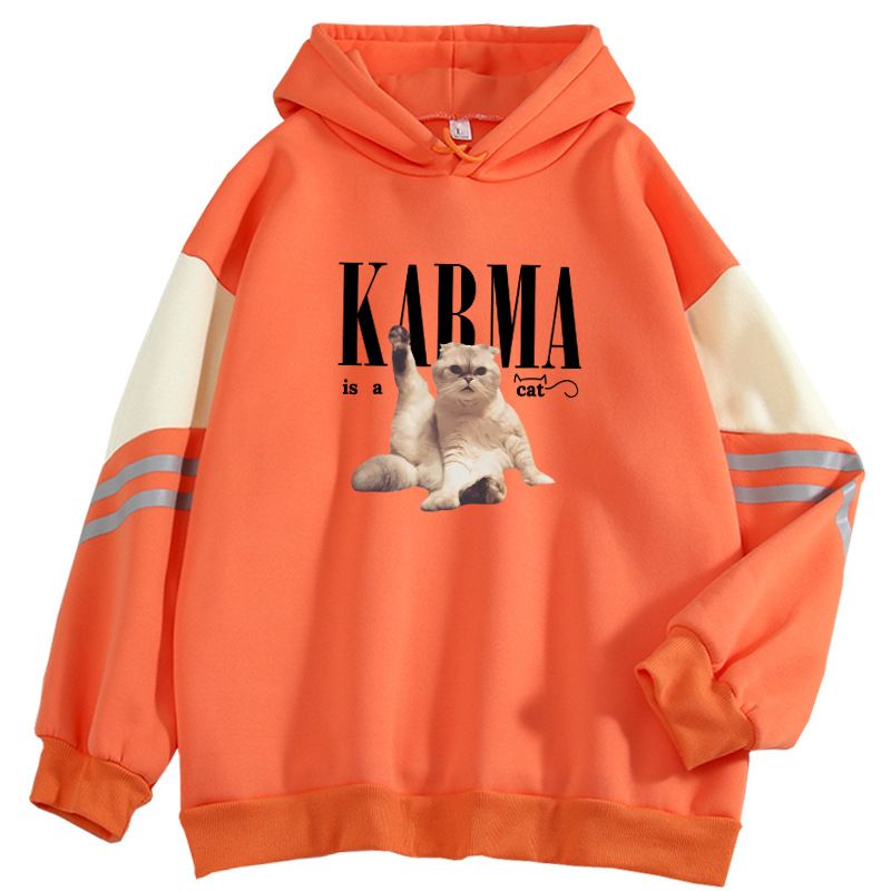 Sweat-shirt à imprimé chat style américain pour homme, coupe ample, style décontracté_voghion.com