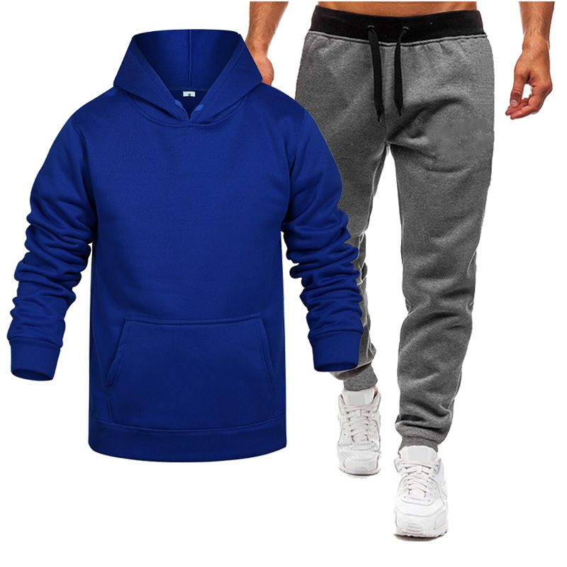Herrenbekleidung Frühling, Herbst und Winter Herren- und Damenfreizeit Europäischer Code Blanko Einfarbiger Anzug Vlies Lockerer Pullover und Hose Zweiteiliges Set_voghion.com