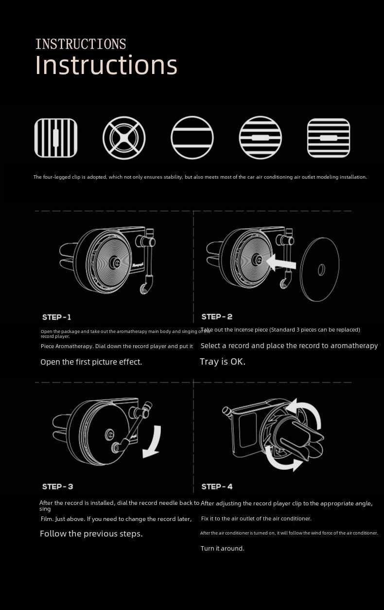 Jay Chou Retro Car Record Machine Aromaterapia Wylot powietrza w samochodzie Obrotowy balsam Film Dekoracja wnętrza samochodu transgranicznego_voghion.com