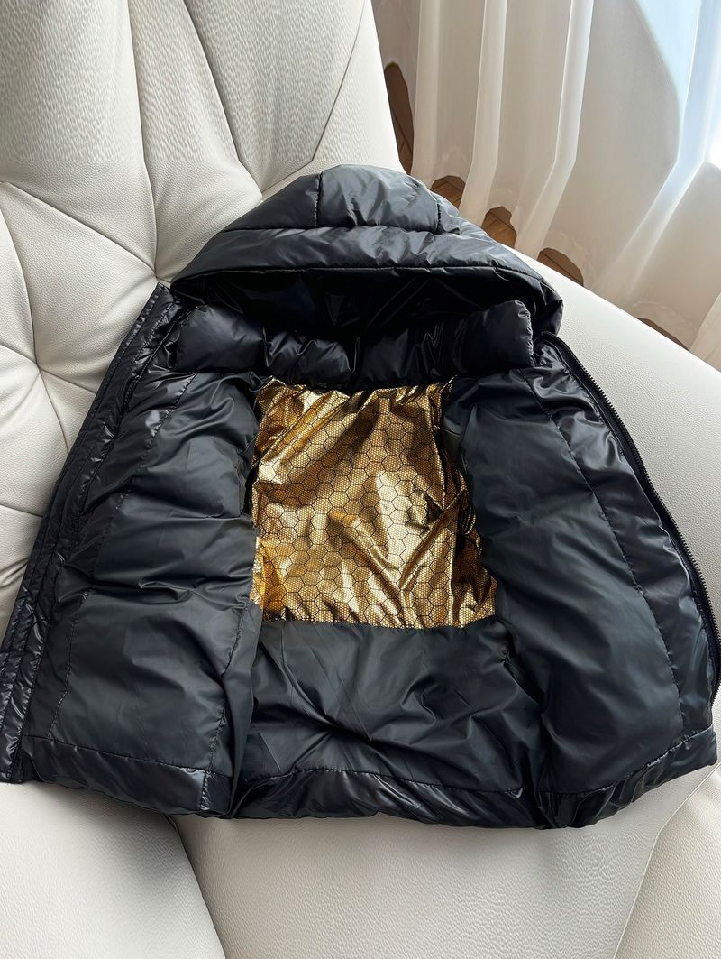 Cappotto con cappuccio in cotone nero e oro per bambini e bambine, nuovo cappotto invernale per bambini di taglia media e grande, spesso e lavabile_voghion.com