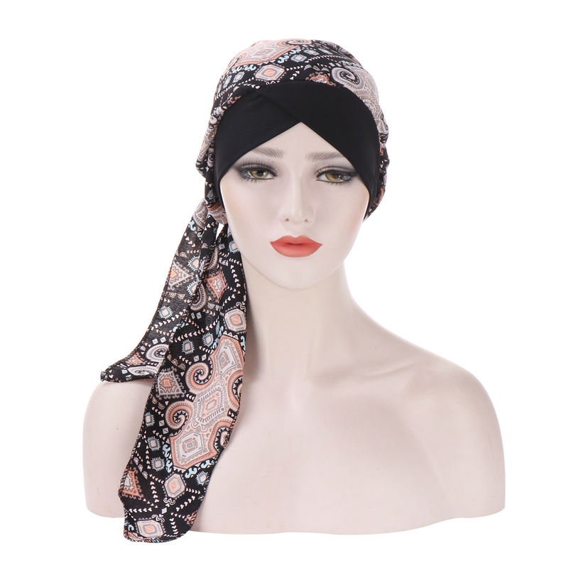 bright silk punched fabric flower turban hat flower turban hat Muslim can hide hair turban hat_voghion.com