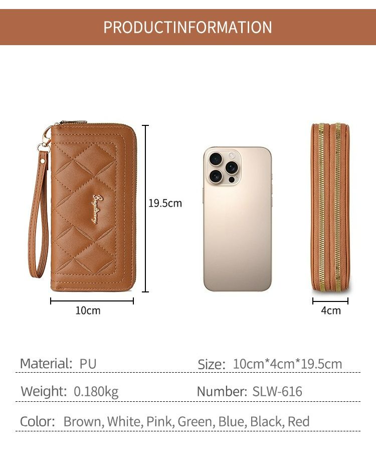 Women's Long Wallet Rhombus Clutch Multifunctional Mobile Phone Change Bag Wallet_voghion.com