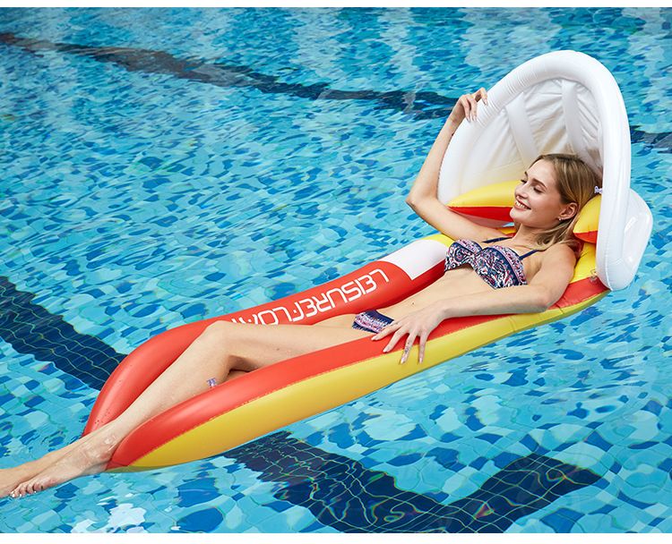 Poolzubehör Aufblasbarer schwimmender Lounge-Sessel mit Baldachin Faltbare Sonnenliege für Poolsee_voghion.com