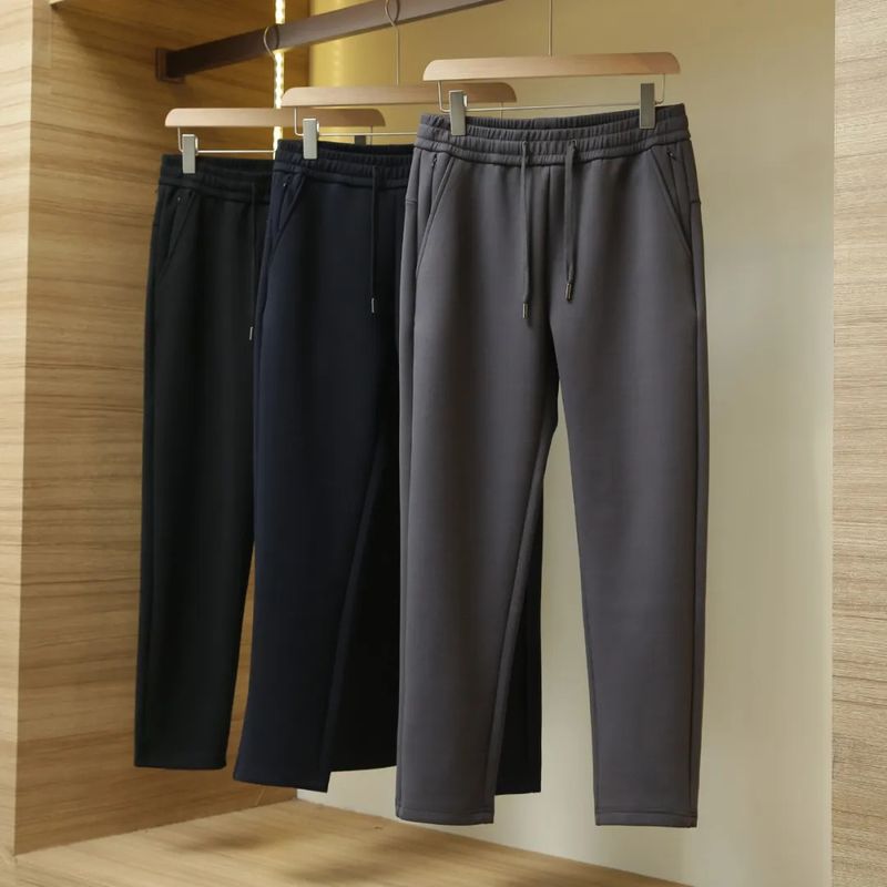Dubbellaagse gebreide joggingbroek voor heren - Ultrazacht katoen met stretch voor sportschool en lounge (M-XXXXXL, 3 kleuren) | Windbestendig en anti-pilling_voghion.com