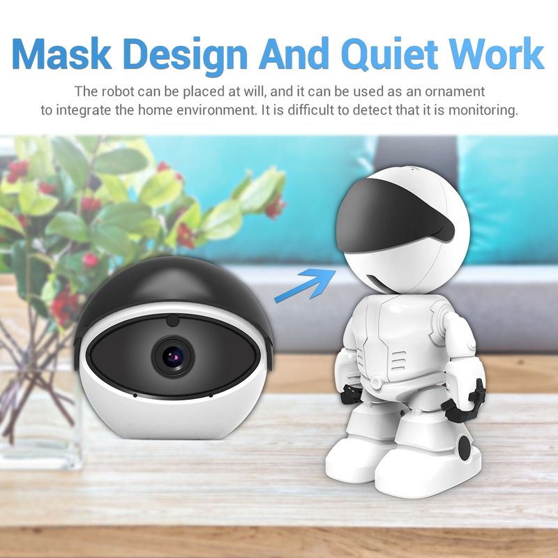 Cámara IP WiFi robótica PT205 HD 1080P, compatible con detección de movimiento/visión nocturna, distancia IR: 10 m, enchufe estadounidense_voghion.com