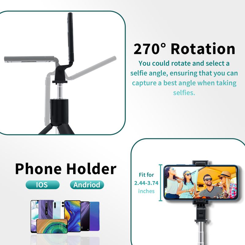 Mūzikas festivāls Hot Sal K07 Slfi Stick Handhld Mini Rotation Integrētais statīva statīvs ar Wirlss Rmot mobilajam tālrunim_voghion.com