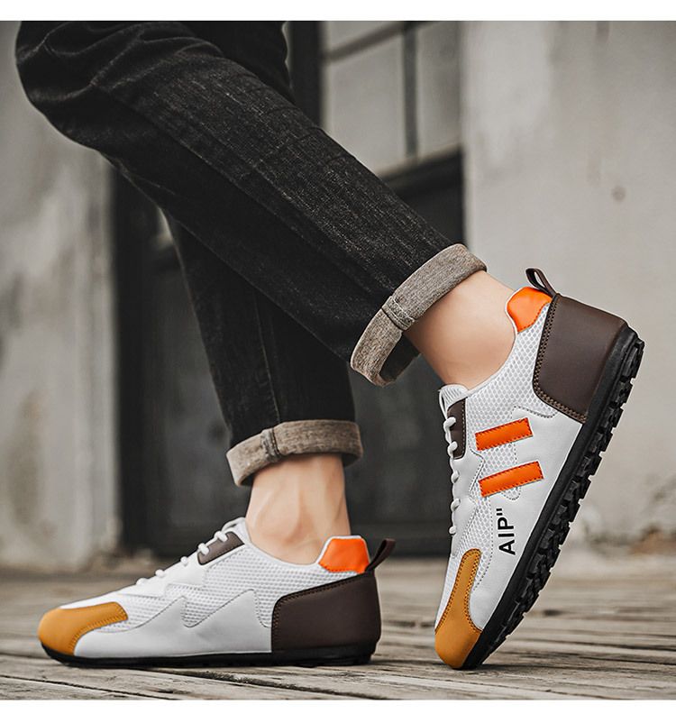 Φθινοπωρινά Νέα Αναπνέοντα Mesh Λευκά Ανδρικά Μοντέρνα Ευέλικτα Επίπεδα Casual Μονόχρωμα Αθλητικά Παπούτσια_voghion.com