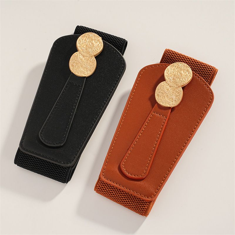 Cintura con fibbia versatile e alla moda per le donne per decorare capispalla, gonne, cappotti, cintura in vita, elastico e ampia guarnizione in vita_voghion.com