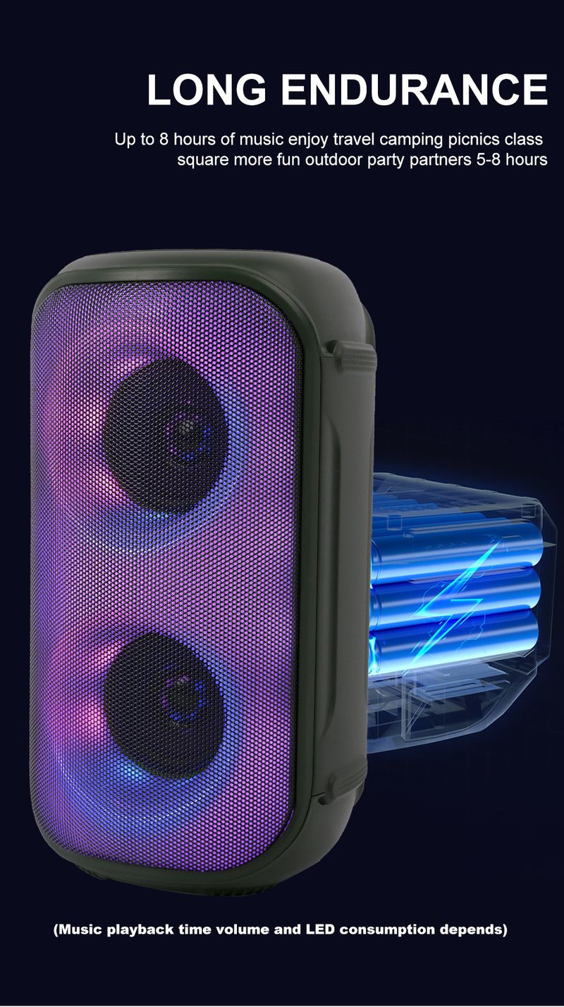 JQS3306 Çift 3 inç Açık Hava Taşınabilir Şarjlı Bluetooth Hoparlör Uzun Pil Ömrü Taşınabilir RGB Küçük Hoparlör_voghion.com