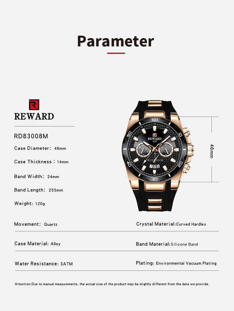 REWARD83008 Kalender kvartstape seks pins Business herreklokke_voghion.com