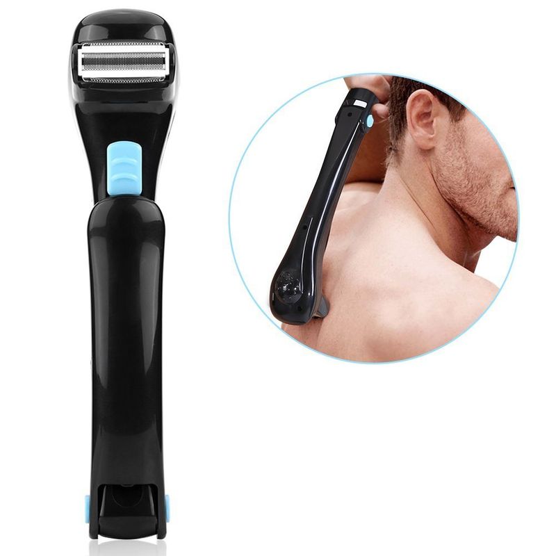 Barbeador elétrico masculino para pelos das costas, depilador, 180 graus, dobrável, bateria, manual, cabo longo, aparador de pelos corporais, ferramenta de remoção_voghion.com