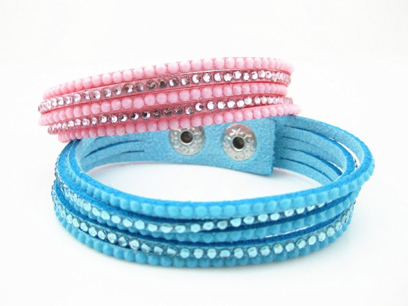 Schmuck Koreanischer Samt Mehrschichtiger Kristall Strass Umwickelter Armband Armreif_voghion.com