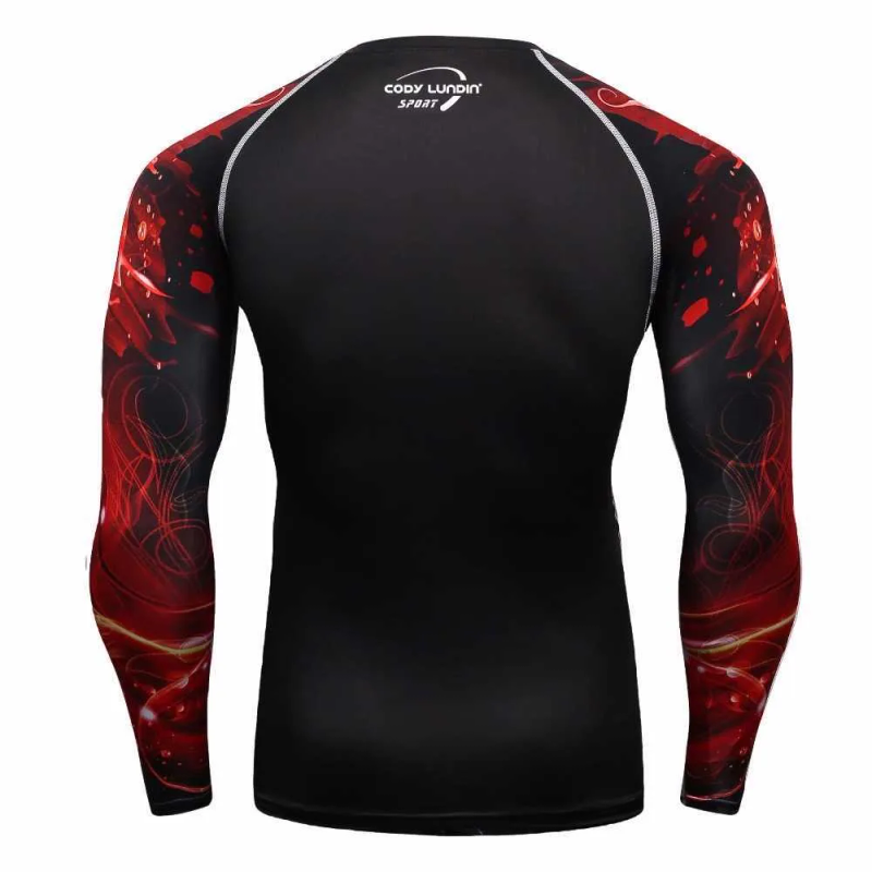 T-shirt da uomo MMA Compressione Rashguard Fiess Maniche lunghe Strato base Pelle attillata Sollevamento pesi Uomo Palestra Corsa_voghion.com