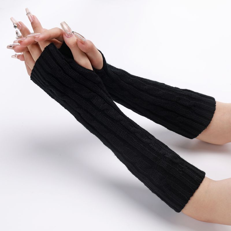 30 cm Fried Dough Twists Handschuhe Neue Herbst Winter Männer und Frauen Mittellange Strickwolle Warmer Tau Halbfingerarm_voghion.com