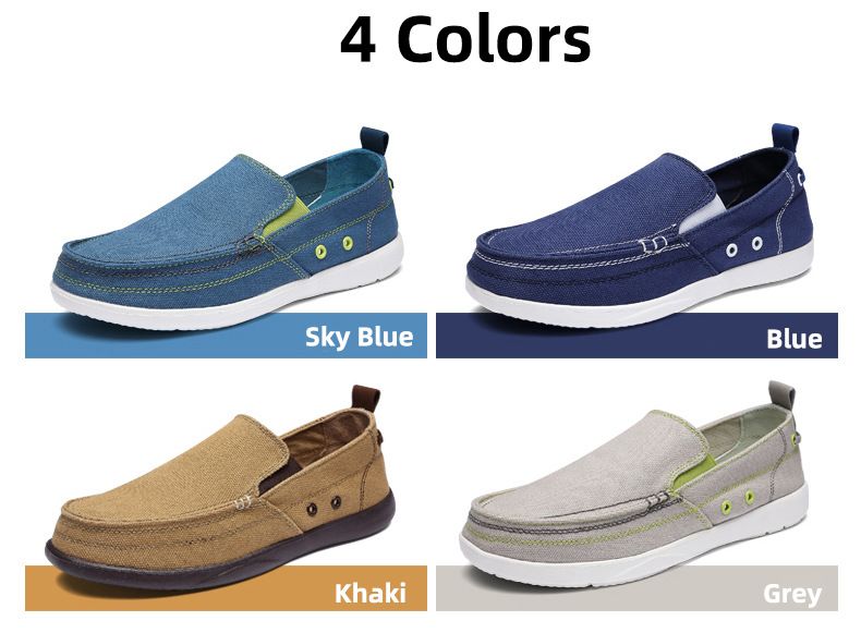 Canvas loafers Spring summer breathable men's casual shoes over feet_voghion.com