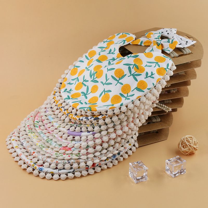 Ins Nieuwe Kinder Baby Speeksel Handdoek Linnen Katoen Comfortabel en ademend Bedrukking Dubbelzijdig Slab Hoofdband Set Boerendoeken_voghion.com