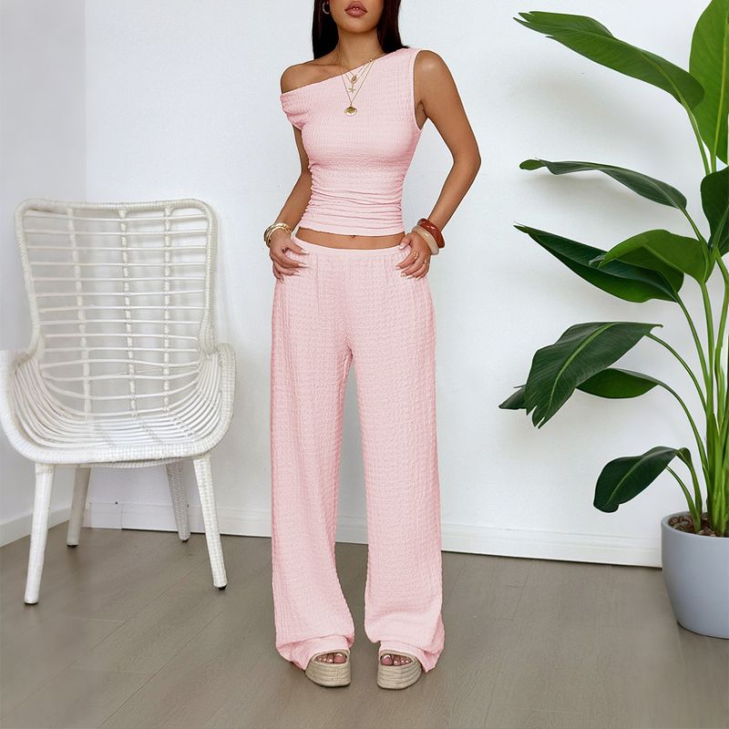 Diyun Casual Vacation Vest Wide-Leg Pants Two-Piece Set Women's Fashion 2025 Spring Summer_voghion.com