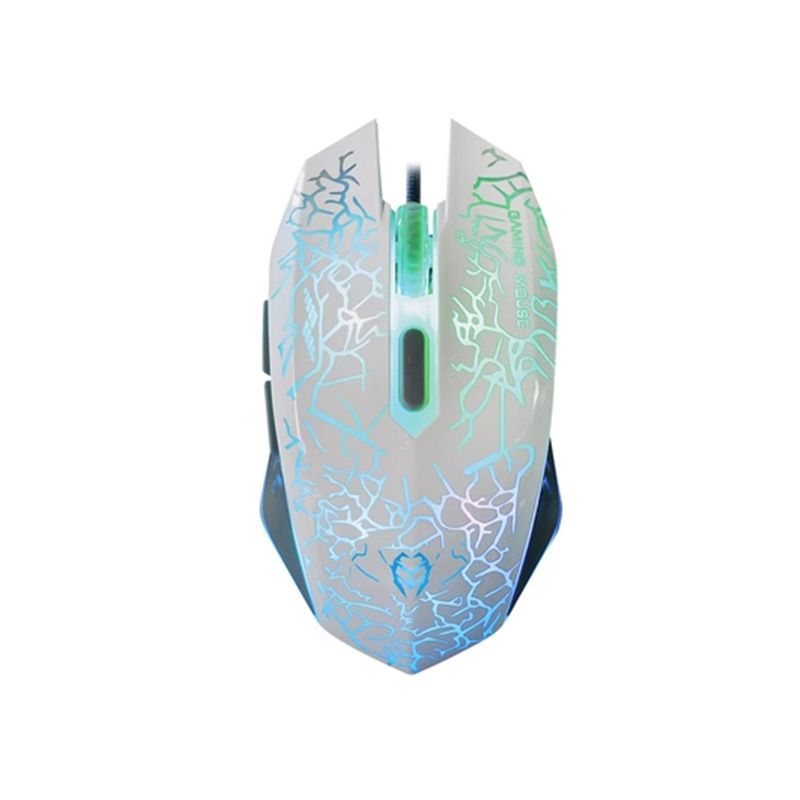 Mouse da gioco con cavo USB, illuminazione RGB, mouse ottico ergonomico per PC portatile con 6 pulsanti e DPI regolabile (design craquelé nero/bianco)_voghion.com