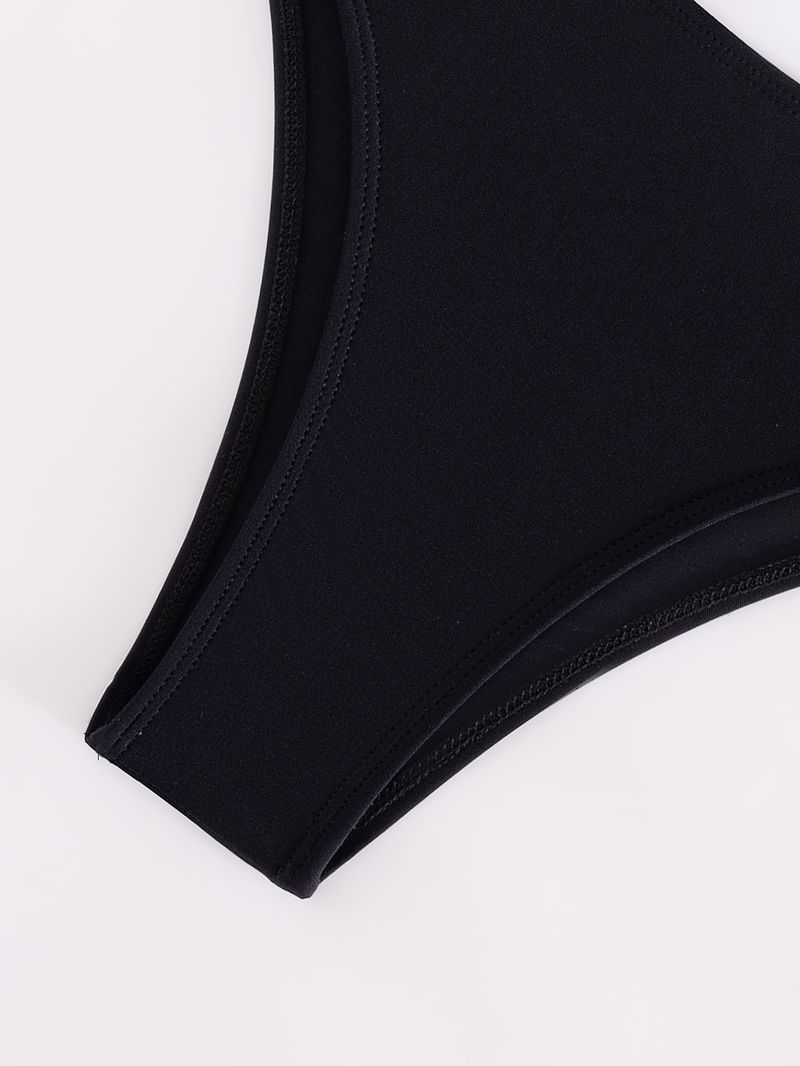 GraceChic 2024 New European And American Solid Color High-End Halter Neck Strap Design Slimming Cover-Up Bikini Swimsuit_voghion.com