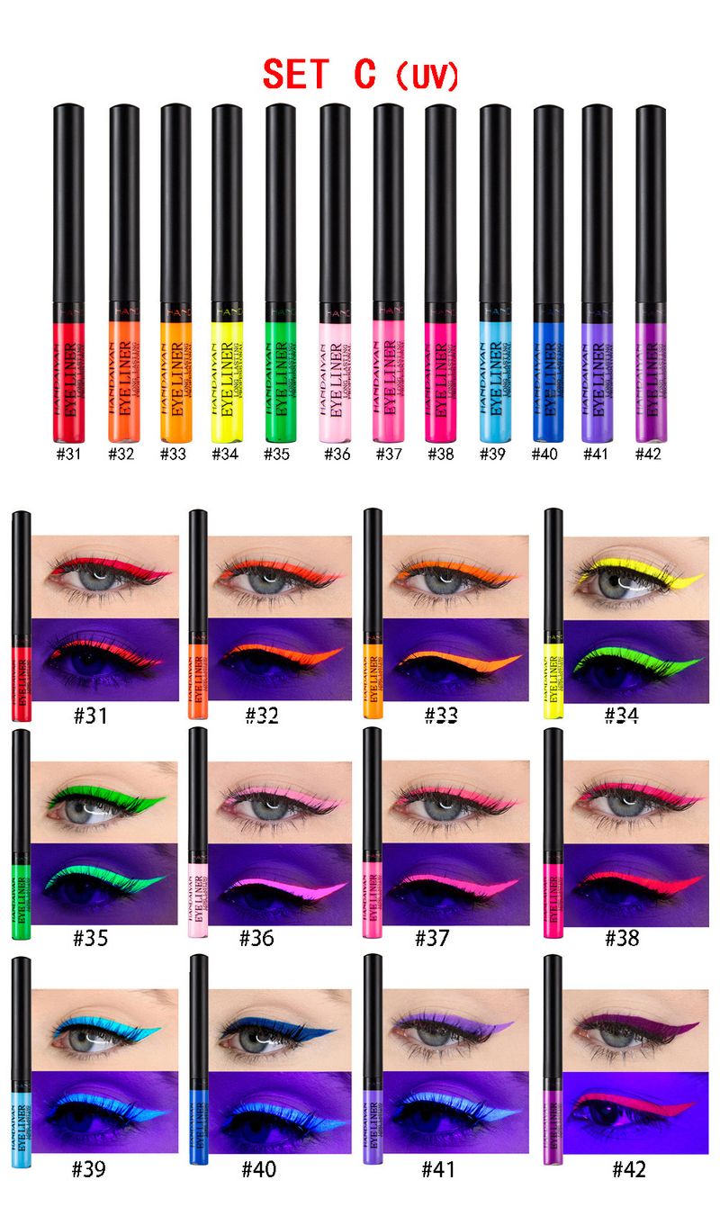 eyeliner opaco ad asciugatura rapida, resistente, non sbiadisce, fluorescente UV, set da 12 colori_voghion.com