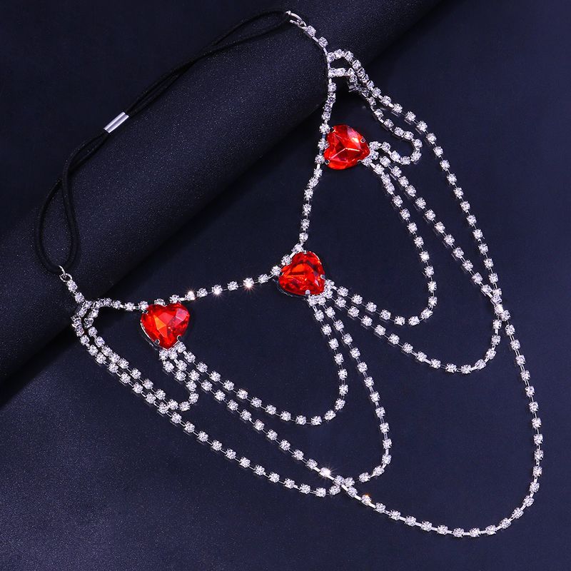 smykkekæde bølge flerlags kærlighedsbenkæde Rubin Diamant kropskæde_voghion.com