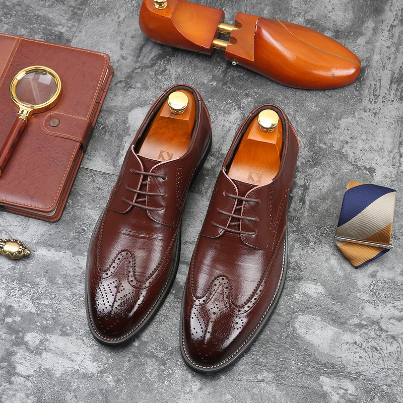 Scarpe da uomo eleganti, alla moda, con lacci, a punta, in pelle, di qualità imbattibile, nuove e oversize, taglie europee e francesi._voghion.com