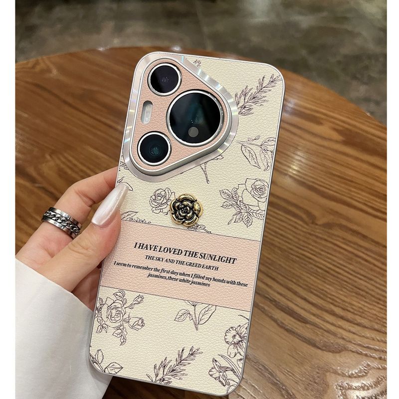 Suitable for Huawei Pura70Pro+new phone case 70Ultra sketching leather camellia mate60pro high-end feel p60/p50 luxury_voghion.com