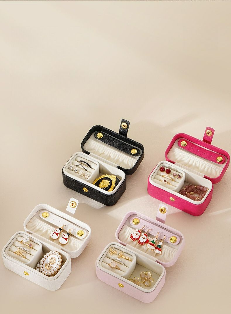 Boîte de rangement de bijoux portable Boîte à bijoux de voyage Boîte à bijoux pour bagues, boucles d'oreilles, chaînes, rouges à lèvres_voghion.com