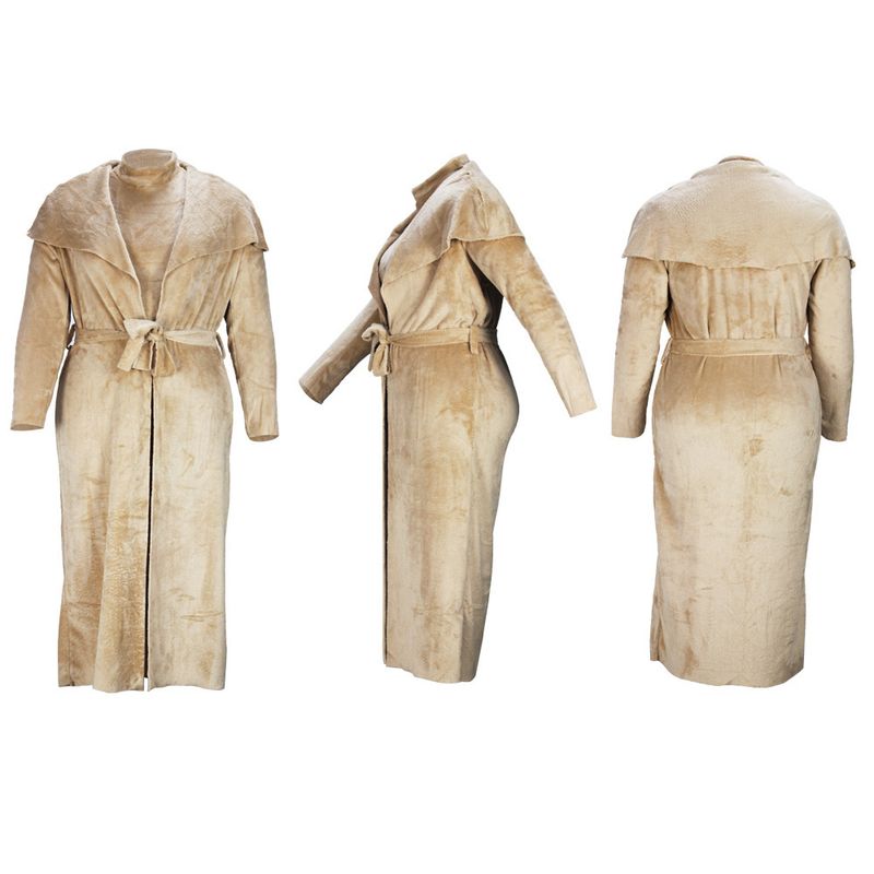 Abbigliamento donna temperamento abito e cappotto due pezzi moda transfrontaliera ampio lungo cardigan velluto completo_voghion.com
