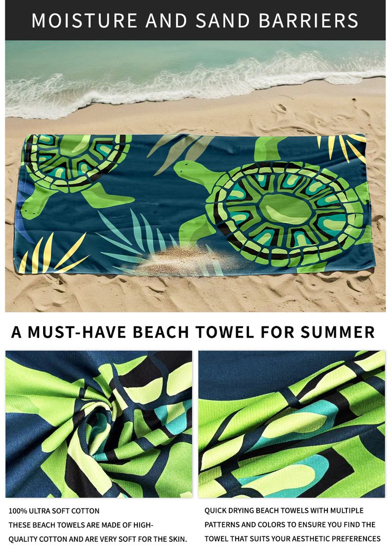 Asciugamano da spiaggia in microfibra con stampa tartaruga - Ultra assorbente e ad asciugatura rapida (design morbido e leggero anti-sabbia per piscina/spiaggia/vacanza)_voghion.com