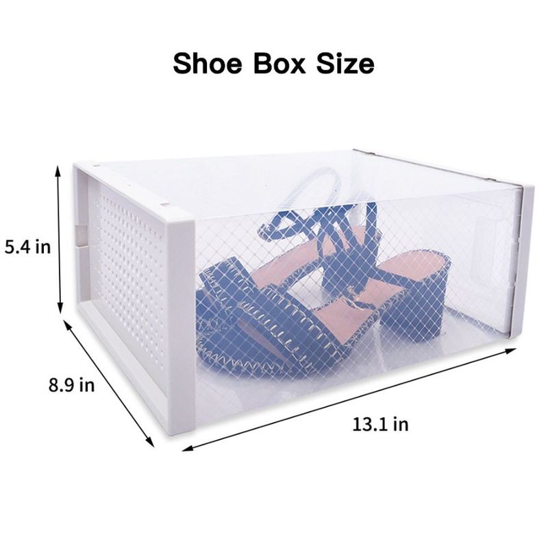 Pack For And Organizers Shoe Closet Of Sneakers White Clear 8 Plastic Storage Boxes Transparent Stackable_voghion.com